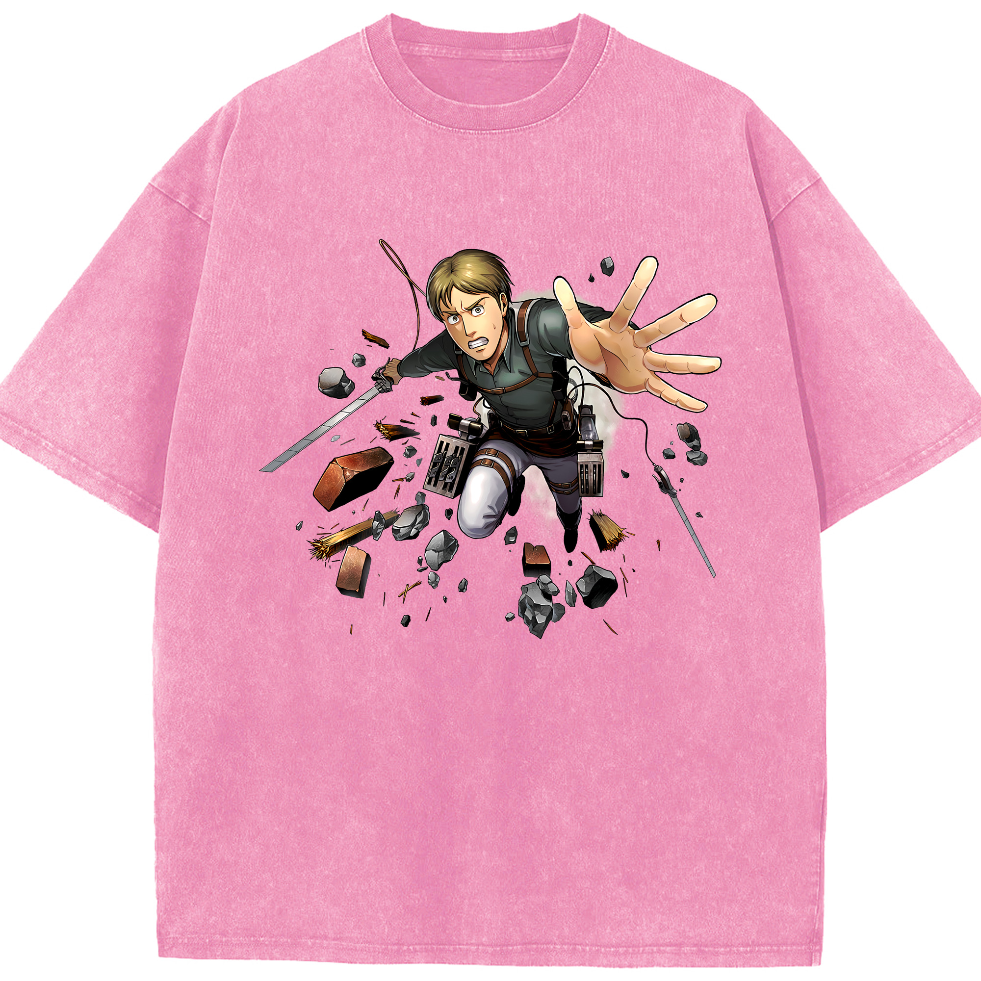 （画像用） 進撃の巨人 Attack on Titan 綿100% ヴィンテージ風 半袖Tシャツ（フロントプリント）